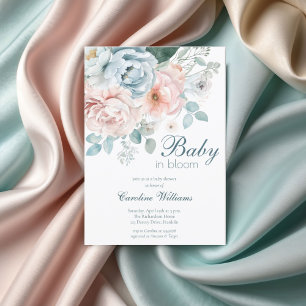 Convites Bebê Em Sangue Primavera Azul Chá Floral