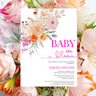 Convites Bebê Em Sangue | Primavera Blush & Teal Chá Floral