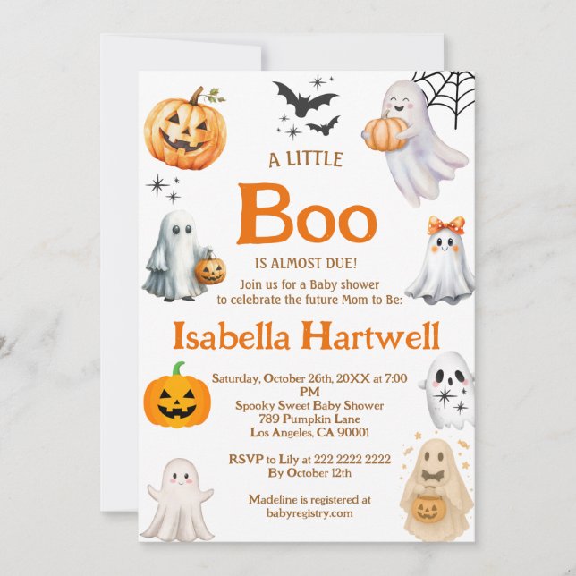Convites Bebê Encantador a Caminho – Chá de Bebê de Hallowe (Frente)