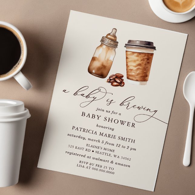 Convites Bebê está criando café Gênero Chá de fraldas neutr (Baby is Brewing Coffee Gender Neutral Baby Shower Invitation)