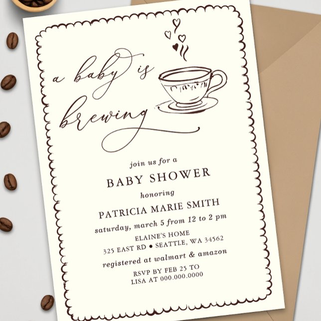 Convites Bebê está criando café Gênero Chá de fraldas neutr (Baby is Brewing Coffee Gender Neutral Baby Shower Invitation)
