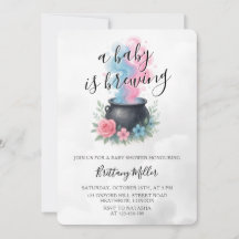 Bebê está criando caldeirão rosa e azul