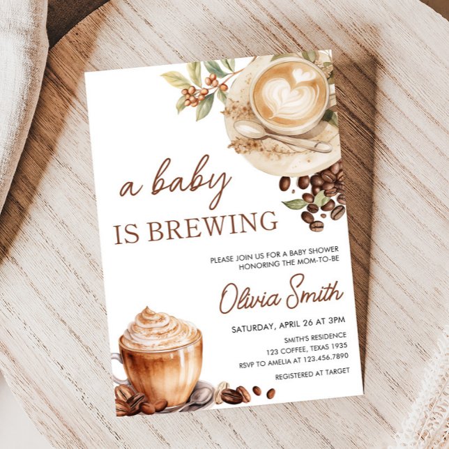 Convites Bebê está criando Chá de fraldas de café (Baby is Brewing Coffee Baby Shower Invitation)