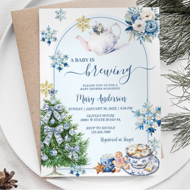 Convites Bebê está criando Chá de fraldas de festas de chá  (Criador carregado)