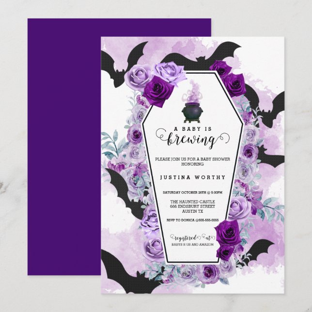 Convites Bebê está criando Chá de fraldas de Halloween (Frente/Verso)