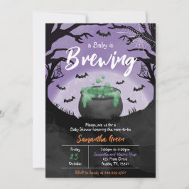 Convites Bebê está criando Chá de fraldas de Halloween Roxo