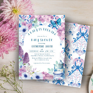 Convites Bebê está criando Chá de fraldas floral para a fes