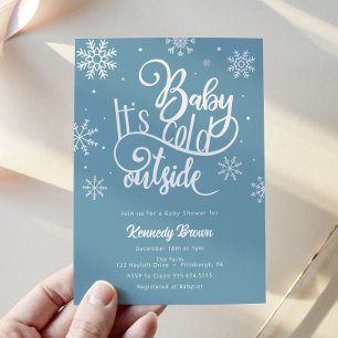 Convites Bebê, está frio fora Chá de fraldas azul roxo