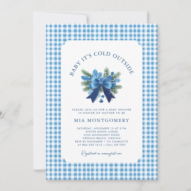 Convites Bebê Está Frio Fora do Chá de fraldas de inverno - (Frente)