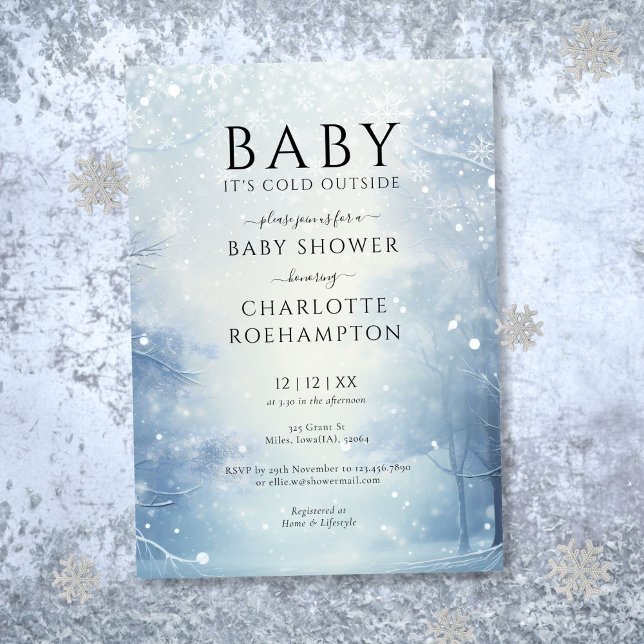 Convites Bebê Está Frio Fora do Chá de fraldas de inverno (Baby Its Cold Outside Winter Baby Shower Invitation)