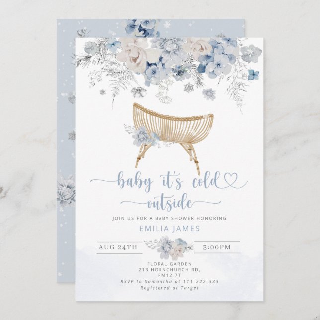 Convites Bebê está frio fora do chá de fraldas infantil (Frente/Verso)