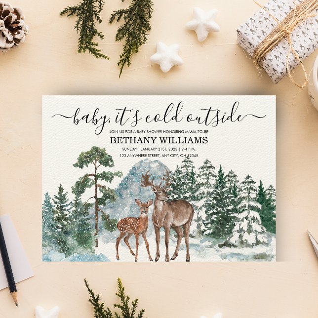 Convites Bebê está frio fora do inverno Chá de fraldas neve (Criador carregado)