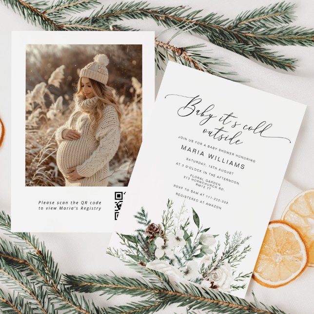 Convites Bebê está frio fora do inverno Foto chá de fraldas (Criador carregado)