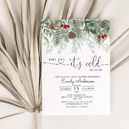 Convites Bebê Está Frio Fora do Inverno Pinho Verde