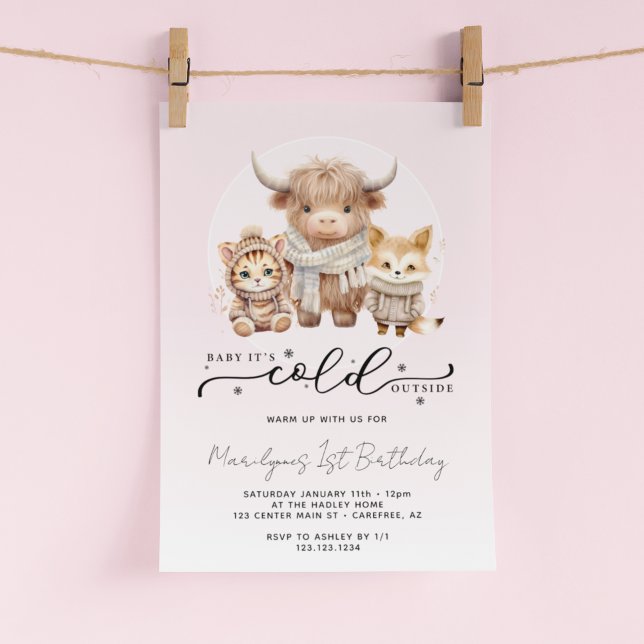 Convites Bebê Está Frio Lá Fora Aniversário de 1 ano da Men (Criador carregado)