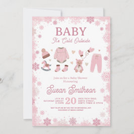 Convites Bebê, Está Frio Lá Fora, Chuveiro, Menina Rosa, In