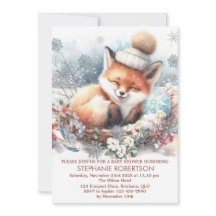 Bebê está frio lá fora raposa fofa flocos de neve 