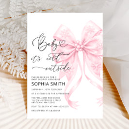Convites Bebê está frio lá fora Rosa Cor-de-Rosa Laço Chás