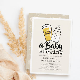 Convites Bebê está preparando Cerveja Mamadeira Bege Chá de