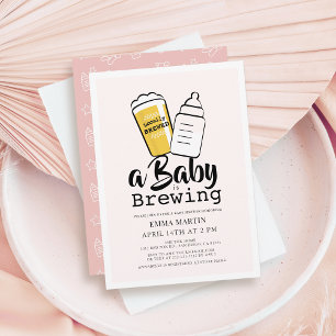 Convites Bebê está preparando cerveja Mamadeira Rosa Chá de
