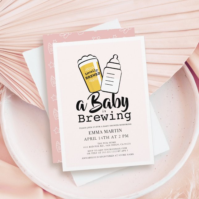 Convites Bebê está preparando cerveja Mamadeira Rosa Chá de (Criador carregado)