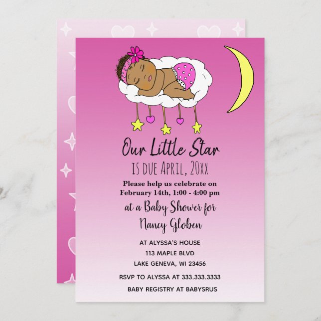 Convites Bebê Étnico no Chuveiro de Bebê da Garotinha da Nu (Frente/Verso)