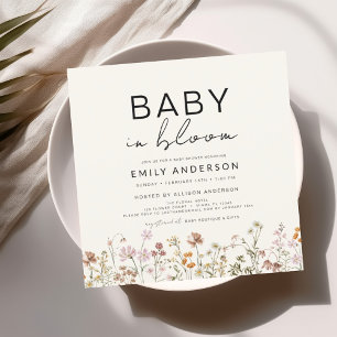 Convites Bebê Flor Silvestre em Flor Aniversário do Bebê Te