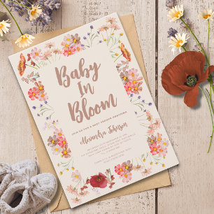 Convites Bebê Flor Silvestre em Flor Baby Shower de Outono