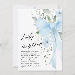 Convites Bebê Floral Arco Azul no Chá de fraldas Bloomie Bo