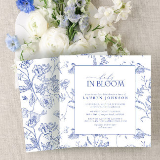 Convites Bebê Floral Chinês Blue & White Vintage em Sangue