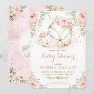 Convites Bebê Floral Cor-De-Rosa, Chá De Rapariga
