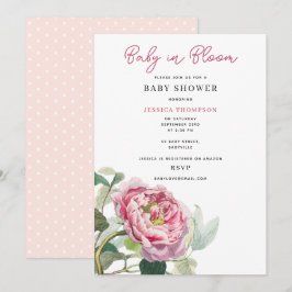 Convites Bebê Floral Cor-de-Rosa Esbranquiçada Moderna em C