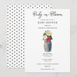 Convites Bebê Floral Moderno de Aquarela em Chá de fraldas