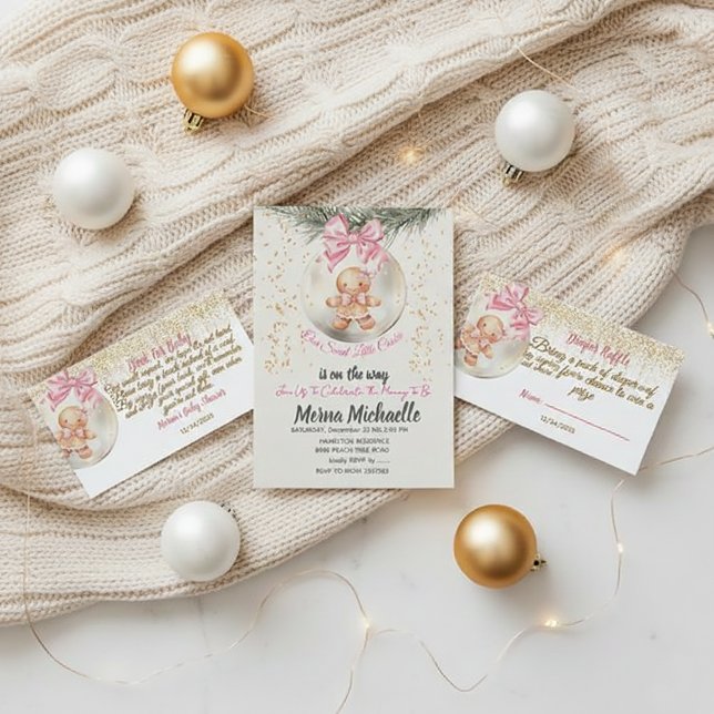 Convites Bebê fofo de Pão de Mel em Bolha de Natal (Criador carregado)