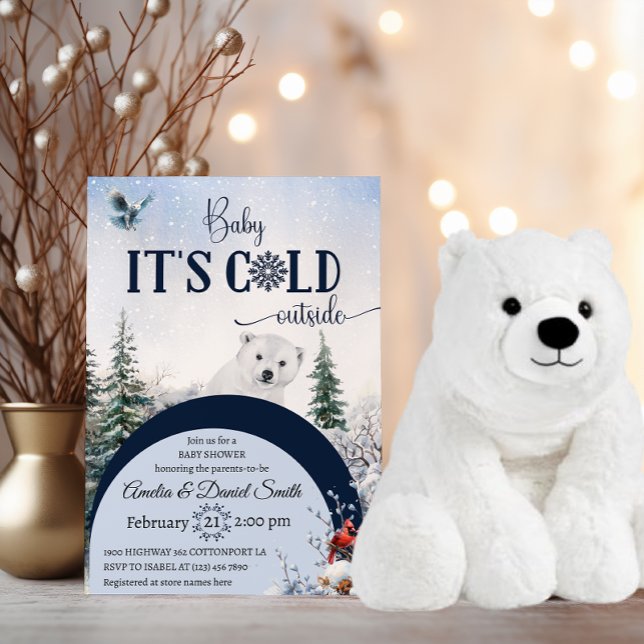 Convites Bebê Frio Lá Fora Urso Inverno Coruja Chá de Bebê (Criador carregado)