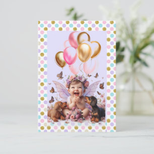 Convites Bebê Garota e Sacos Primeira Festa de aniversário