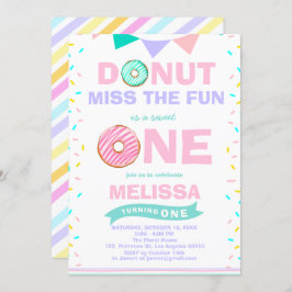 Convites Bebê Garota Sprinkles A Rosquinha De Aniversário P