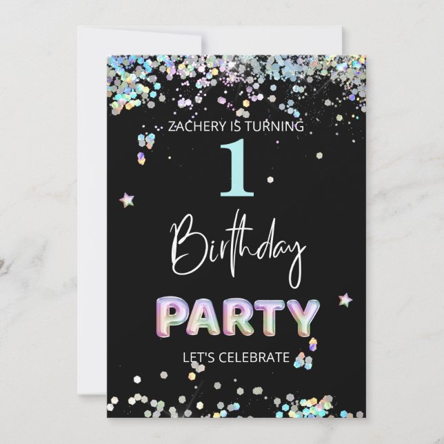 Convites *~* BEBÊ GAROTO 1 rua Um Primeiro Aniversário do B (Frente)