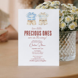 Convites Bebê gêmeo Chá de fraldas bonito