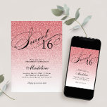 Convites Bebê Glam Rosa Glitter Doce 16<br><div class="desc">Este belo convite apresenta brilho cor-de-rosa e texto personalizado. Use o modelo para adicionar suas informações. Altere a fonte ou adicione mais texto usando o recurso Personalizar.</div>