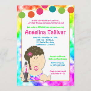Convites Bebê Hippie 60s 70s Chá de fraldas Groovy (Raparig