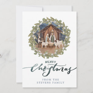 Convites Bebê Jesus na Natividade Manger Foto de Natal