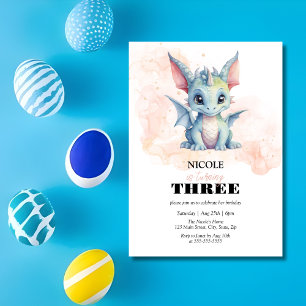 Convites Bebê Magro Dragão Fairytale Kid Aniversário