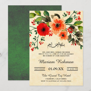 Convites Bebê Menina Floral Vintage Aqiqah