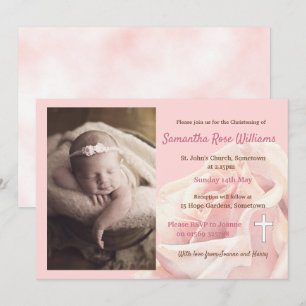 Convites Bebê menina rosa-pink foto batizado