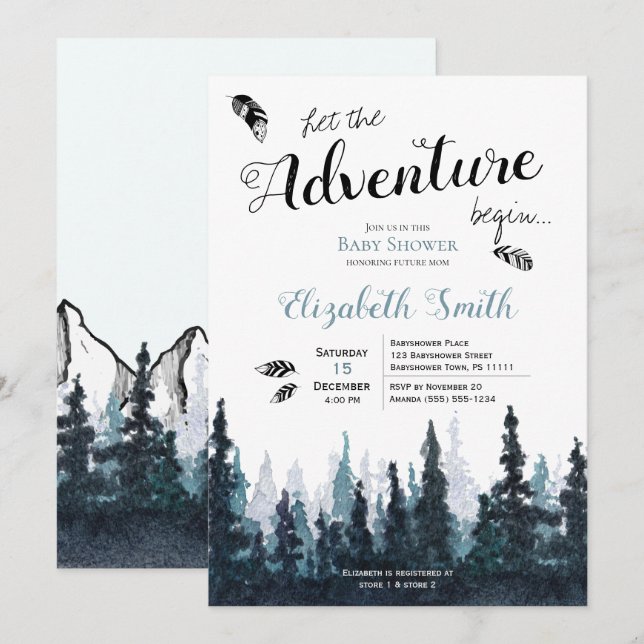 Convites Bebê Menino Aventura rustica tema babyshower (Frente/Verso)