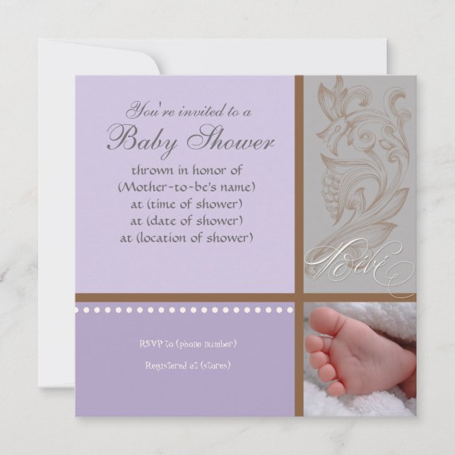 Convites Bébé Modern Swirl n Dot - Chá para Meninas Convida (Frente)