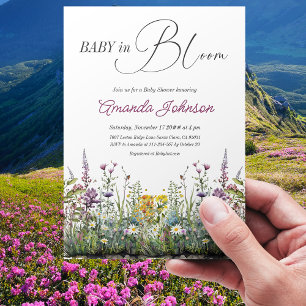 Convites Bebê moderno em Chá de fraldas Floral de Flor Selv