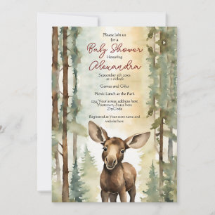 Convites Bebê Moose Gênero Chá de fraldas neutro