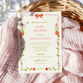 Convites Bebê Na Mão De Sangue Desenhado Chá de fraldas Flo